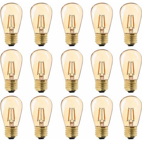 Bunthaus Led E27 Vintage Ampoule, St45 Faciles À 1w=10w Ampoules À Incandescence, Super Blanc Chaud 2200 K E27 Medium Base Ampoule Lampe De Chevet, Doré En Verre, Non Dimable, Lot De 15 [classe Énergé
