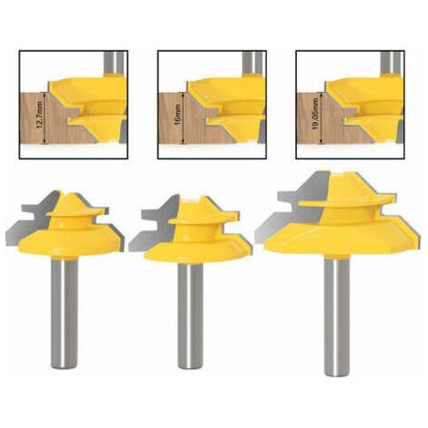 Bunthaus Jeu De Fraises À Feuillure 8 Mm Avec Tige De 12,7 Mm 16 Mm 19,05 Mm De Hauteur Fraise À Fente Fraise À Rainurer En Bois, 3pcs