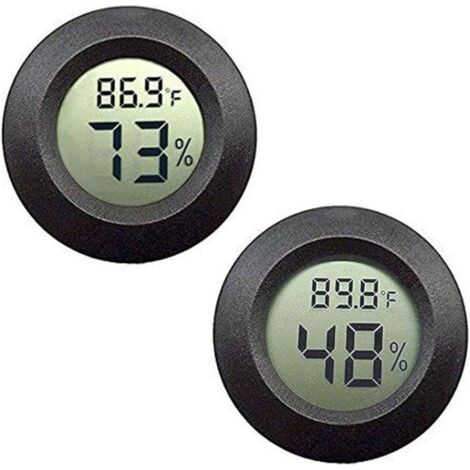 Bunthaus Mini Hygromètre Thermomètre Moniteur Lcd Numérique Jauge D'Humidité Intérieure Extérieure Pour Humidificateurs Déshumidificateurs Serre Sous-sol Salle De Bébé Fahrenheit Ou Celsius，black-2pcs