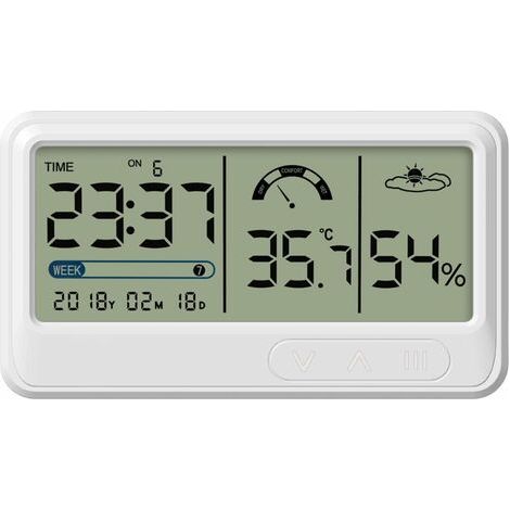 Bunthaus Hygromètre Numérique Jauge Électronique De Température Et D'Humidité Avec Affichage De L'Heure Et De La Date Lcd Thermomètre D'Intérieur Hygromètre Avec Support Pour Serre De Jardin