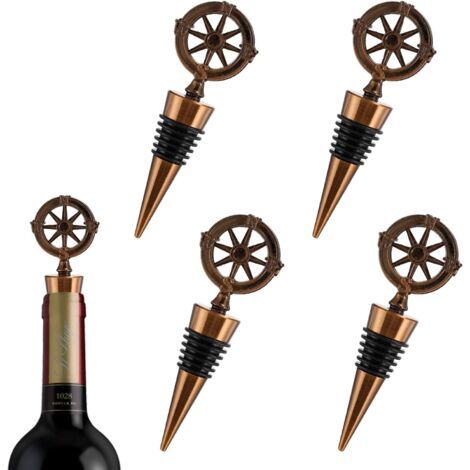Bunthaus Bouchon De Bouteille, Bouchon De Vin, Bouchon De Bouteille De Vin En Métal Vintage 4 Pièces, Bouchon De Bouteille Boussole