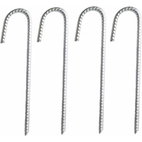 Bunthaus Lot De 4 Piquets D’ancrage En Acier Galvanisé – Dimensions 30 X 9 Cm – Capacité D'Ancrage Jusqu'à 40 Mm – Pour Chapiteaux, Tentes, Trampolines