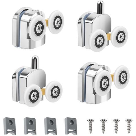 Bunthaus Roulettes De Porte De Douche, Lot De 4 Roulettes Doubles De 23 Mm, Durables Et Silencieuses, Pour Portes En Verre De 4 À 6 Mm D'Épaisseur.