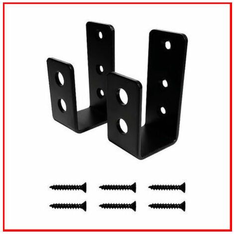 Bunthaus Lot De 2 Supports De Porte En Acier Robuste Pour Porte De 2 X 4, Barre De Sécurité En Forme De U - Noire