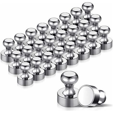 Bunthaus 24pcs Magnet Métalliques Aimant Puissant 12x16mm - Aimants En Acier Inoxydable Aimants Frigo Pour Tableau D'Affichage, Réfrigérateur Etc. - Avec Boîte De Rangement