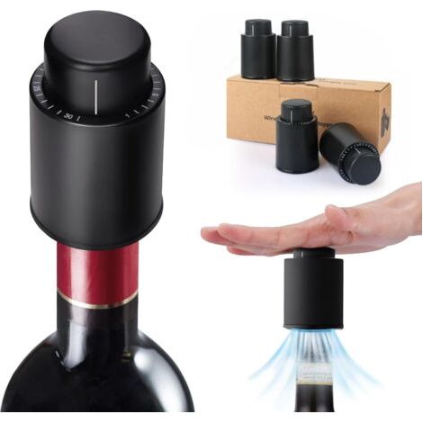 Bunthaus Pcs Bouchons De Bouteille Vin Sous Vide Pour Champagne/vin, Pompe À Vide À Vin Avec Échelle De Temps, Bouchon Vin Vide Air Réutilisable, Meilleur Cadeau Pour Les Amateurs De Vin