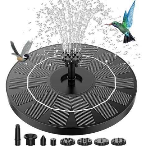 Bunthaus Fontaine Solaire Extérieur Flottante 3.5w Pompe Bassin Solaire Avec 6 Buses Pour Bain D'Oiseaux Aquarium Jardin Fontaine