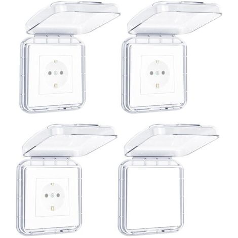 Bunthaus Cache Interrupteur Mural, Type 86 Réversible Cache Prise Murale Étanche, Ultra Mince Sans Perçage Cache Prise Electrique Pour Salle De Bain, Chambres, Cuisine, Extérieur, Transparent, 4 Pièce