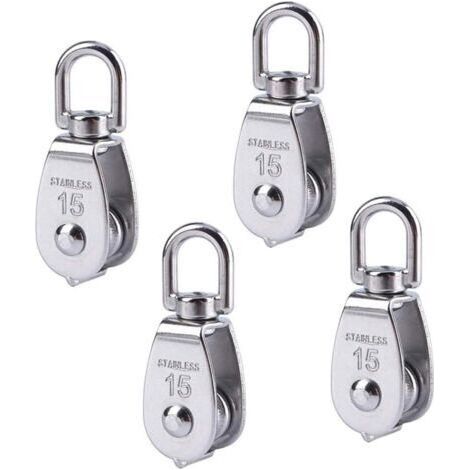 Bunthaus Poulies De Déviation Pour Cordes, Poulie En Acier Inoxydable 304, Poulie, Poulies À Corde, Capacité De Charge De Remise En Forme De Poulie À Corde 35 Kg, Poulie,navires, Yachts, 4 Pièces, M15
