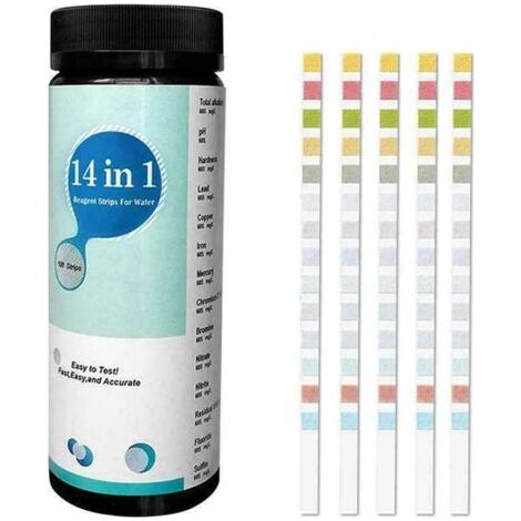 Bunthaus (color : 100pcs) Kit De Test D'Eau Potable 14 En 1 Papier De Test De Qualité De L'Eau Polyvalent For Robinets Et Kits De Bandes De Test D'Eau Du Robinet 100 Pièces