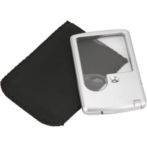 Bunthaus Loupe De Poche 3x 6x Lentille Acrylique Loupe De Carte De Crédit Avec Lumière Led Loupe Carrée De Poche Avec Étui En Cuir