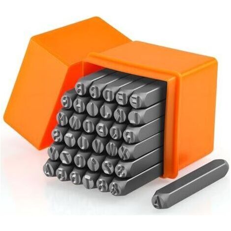Bunthaus 36 Pièces Chiffre Et Lettre À Frapper, 6mm Jeu De Frappe Durable, Métaux Lettre A Frapper (a-z, 0-9, &), Poincon Metal Pour Estampage Du Métal, Du Plastique, Du Bois, Du Cuir