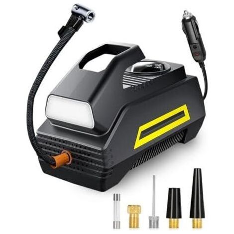 Bunthaus Gonfleur De Pneus 12 V, Compresseur D'Air Portable Avec Écran Lcd Et Lumière Led, Arrêt Automatique, Débit Rapide De 35 L/min, Câble De 2,8 M Pour Voiture, Moto, Vélo, Ballons