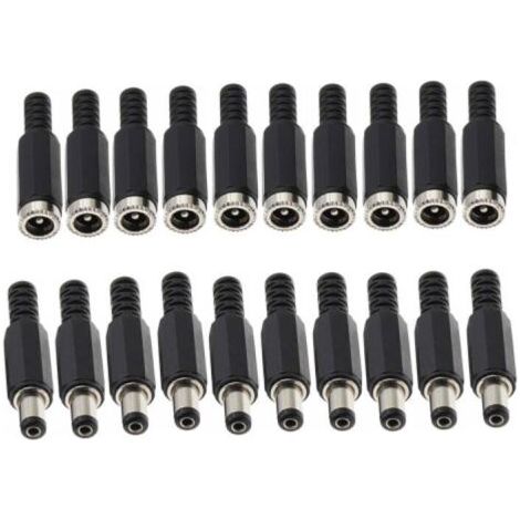 Bunthaus 10 Pairs 5,5 Mm X 2.1 Mm Connecteurs Jack De Prise D'Alimentation Mâle Cc De Femelle Connecteur 5.5mm X 2.1mm Alimentation Fiche À Souder