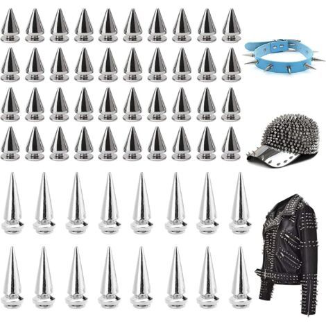 Bunthaus 150 Pièces Rivet Cône Punk, Métal Clous Rivets Spike Stud, Cone Rivet Punk Argenté (100 Pcs7x10mm,50 Pcs7x20mm), Pour Ceintures, Vêtements, Chaussures, Bracelets, Chapeaux, Manteaux