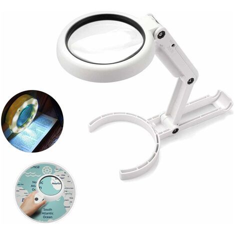 Bunthaus Loupe À Main, 5x 11x Loupe De Table Avec Support Pliable, Pour Bureau, Bijoux, Journaux, Lecture, Montre Réparation Artisanat