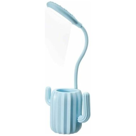 Bunthaus Lampe De Bureau Sans Fil, Lampe De Table Liseuse Led Tactile Luminosité Ajustable Avec Pot À Crayon Bureau Décoration Cadeau Originale Pour Ado Fille Enfant - Bleu