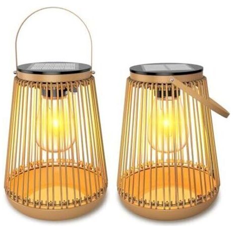 Bunthaus Lampe Solaire Extérieure, 2 Pièces Lanterne Solaire Extérieure Décoration Jardin Avec Ampoules Led Blanc Chaud, Lanterne Extérieure Solaire Pour Allées, Terrasses, Balcons, Patios Et Portails