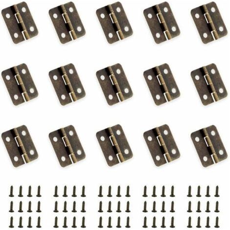 Bunthaus Yueqin 50 Pièces Bronze Antique Mini Charnières Se Pliant Charnière Connecteurs Diy Petit Charnières Avec 200 Ongles De Rechange Pour Boîte En Bois Boîte À Bijoux Cabinet Diy Accessoires(18 X