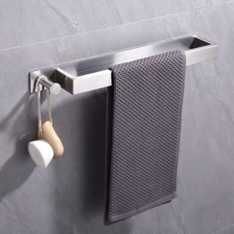 Bunthaus Porte-serviettes En Acier Inoxydable, Porte Serviette D\\'invités Auto-adhésif Sans Perçage, Porte-serviettes De Bain Adhésif Avec Crochets Pour Salle De Bain (40 Cm, Brossé）