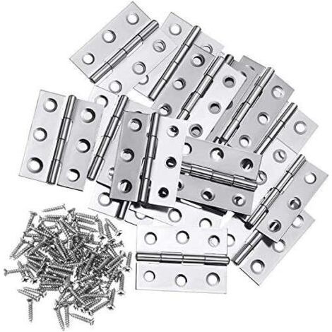 Bunthaus 10pcs Charnière En Acier Inoxydable Charnières 3 Pouces Se Pliant Charnière Connecteurs Pour La Maison Meubles Matériel Armoire Garde Porte Tiroir (avec 60pcs 3 12mm Vis)