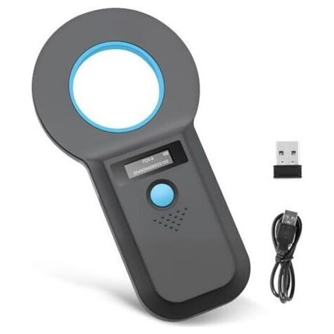 Bunthaus Lecteur D'Identification Pour Animaux, Lecteur De Puces Bluetooth, Lecteur De Micropuces Rfid 134,2 Khz/125 Khz Avec Écran Oled Lumineux, Capacité De Stockage De 128 Étiquettes, Conforme Aux
