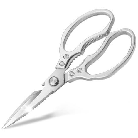 Bunthaus Kitchen Scissors, Heavy Duty Kitchen Scissors, Sharp, Stainless Steel Multifunctional Scissors For Chicken, Poultry, Fish, Meat, Vegetable, Herbs, Silver