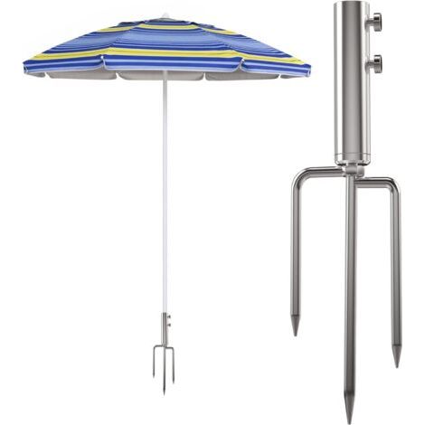 Bunthaus Support De Parasol Avec Ancrage Au Sol, Support De Parasol Amovible Pour Pêche, Jardin, Plage (argenté)