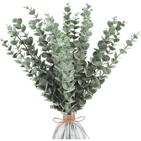 Bunthaus 24 Pcs Eucalyptus Branches Artificiel, Simulation Vert Artificiel Eucalyptus Feuilles De Mariage Fleurs Artificielles Pour Arrangement De Fleurs, Décoration De Fête De Mariage À La Maison 38c