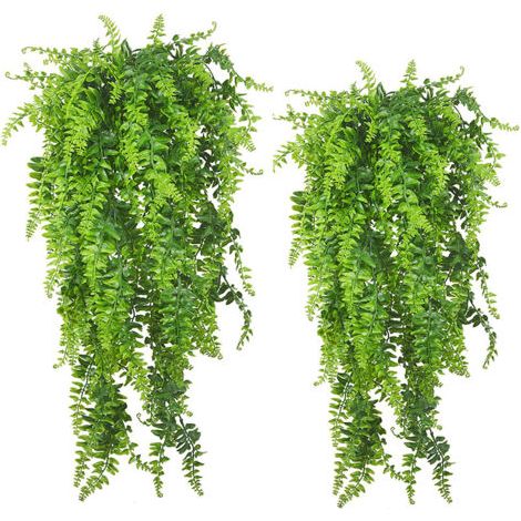 Paquet De 2 Plantes De Vignes Suspendues Artificielles Faux Fougères De Lierre Pour Extérieur Résistant Aux Uv Pour Mur Intérieur Paniers Suspendus Décor De Guirlande De Mariagejardin Piscine