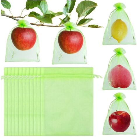Bunthaus Lot De 60 Sacs De Protection Réutilisables Pour Arbres Fruitiers - 15,2 X 20,3 Cm - En Maille Avec Cordon De Serrage - Vert