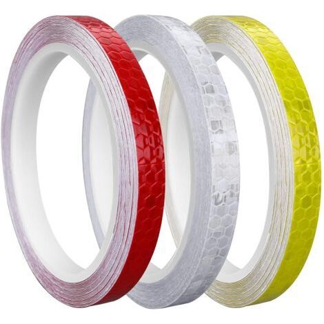 Bunthaus 3 Rouleaux De Ruban Réfléchissant Autocollant, 10 Mm X 8 M, Autocollants Réfléchissants Autocollants Étanches, Ruban Réfléchissant D'Avertissement Pour Vélos, Casques, Motos