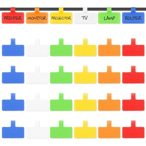 24 Pcs Etiquettes Pour Câbles, Grand Format, Pour Organiser Et Identifier Vos Câbles, Etiquette Multi Couleur Pour Ecrire À La Main, Réutilisable, Polyvalent