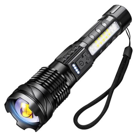 Bunthaus A76 Lampe Torche Led Ultra Puissante 20000 Lmens Lampe De Poche Usb Rechargeable 7 Modes Lampe Torche Tactique Avec Clip Pour Camping Randonnée Urgence [classe Énergétique A]