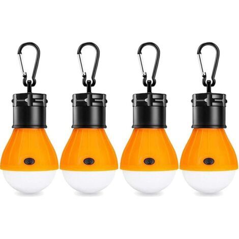 Bunthaus Lot De 4 Lampes Led Pour Tente Crochet À Clip Lumières D'Urgence Pour Camping Et Randonnée Lampe Portable Pour Camping, Randonnée (orange)