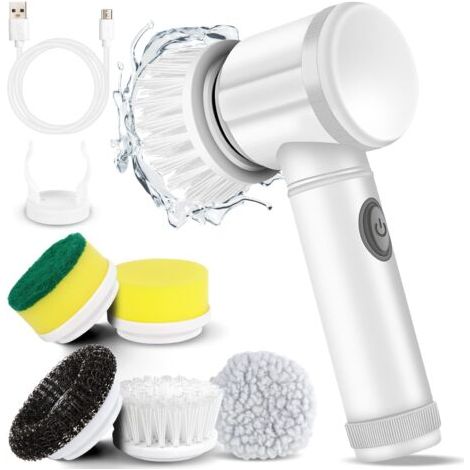 Bunthaus Brosse De Nettoyage Électrique Manuelle Avec 5 Brosses De Rechange, Brosse De Nettoyage Rotative, Nettoyant Pour Joints De Carrelage, Pour Lavabos, Sols De Salle De Bain Et Carrelage De Cuisi