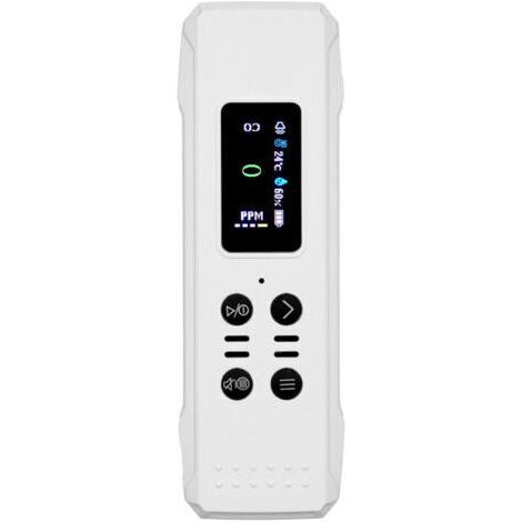 Bunthaus Détecteur De Monoxyde De Carbone 3 En 1, Portable, Mini Moniteur De Qualité De L’air 0-1000ppm, Avec Cordon, Alarme, Capteur Température Et Humidité, Batterie Intégrée 800mah, Pour Sous-sol,