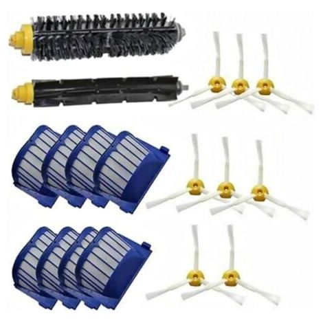 Bunthaus Accessoires Kit Pour Irobot Roomba 600 620 630 650 660, 8x Brosse Latrale 8x Filtre 1x Rouleau