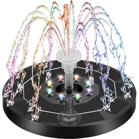 Bunthaus Fontaine Solaire 3w Flottante Fontaine Solaire Exterieure De Jardin Fontaine Solaire Pour Bassin Exterieur Avec 7 Buses Convient Pour Bain D'Oiseaux, Étang, Piscine, Décoration De Jardin