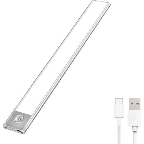 Bunthaus Lampe De Placard Led, Portables Lampe Automatique D'Armoire, Lampe Détection De Mouvement, Magnétiques Réglette Led De Chargement Usb Sans Fil, Adaptées Armoires, Cuisines, Escaliers, Couloir