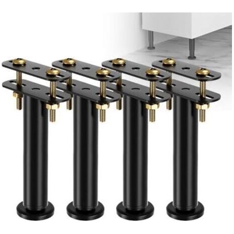 Bunthaus Lot De 4 Pieds De Lit Réglables En Hauteur De 18 À 32 Cm - Pieds De Support Moyens Robustes Pour Cadre De Lit - Kit De Renforcement Pour Sommier À Lattes