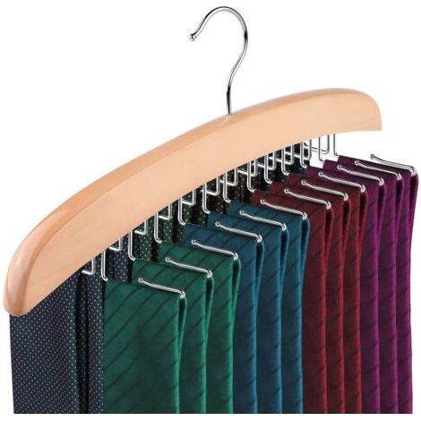 Bunthaus Porte-cravates, Porte-cravates Pour Hommes, Organisateur De Ceintures En Bois Naturel Crochet En Métal Rotatif À 360 ° Pour Votre Organisateur De Placard