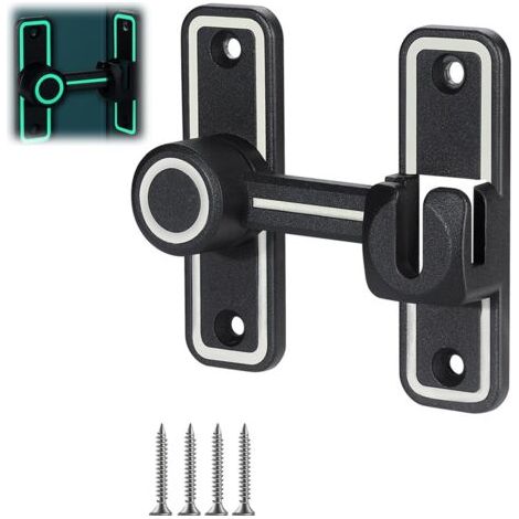 Bunthaus Verrou Porte Coulissante Lumineux, 90/180° Serrure De Porte Coulissante, Sans Trou, Loquet Porte Coulissante Avec Vis Et Accessoires De Montage, Pour Chambre À Coucher, Salle De Bain, Cuisine