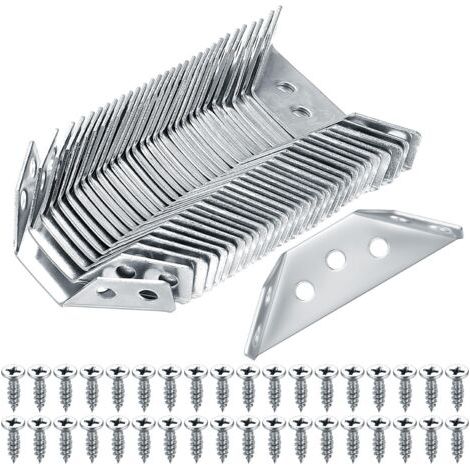 Bunthaus Lot De 30 Connecteurs D'Angle Universels En Acier Inoxydable, Équerres Triangulaires Pour Meubles, Armoires, Chaises Et Tables.