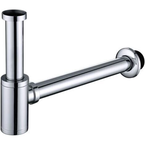 Bunthaus Siphon D'Évier, Tube De Siphon Chromé, Modèle L, En Acier Inoxydable, Anti-odeurs, 1 1/4 Pouce, Haute Qualité, Pour Éviers
