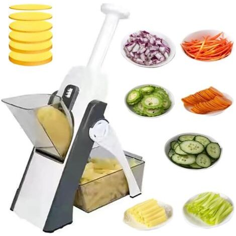 Bunthaus Coupe-légumes, Artefact De Hachoir Sécurisé Réglable, 4 En 1 Mandoline Trancheuse À Légumes Réglable, Coupe-légumes Mandoline Trancheuse Dicer Pour Pommes De Terre Carotte Tomate Concombre