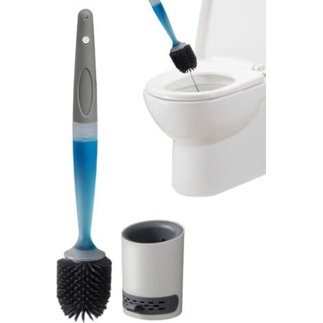 Bunthaus Brosse De Nettoyage Pour Cuvette De Toilette – 43 X 10,5 Cm Nettoyage En Profondeur Avec Distributeur De Liquide Rechargeable Brosse À Poser Au Sol Et Au Mur Pour Hôtels, Toilettes