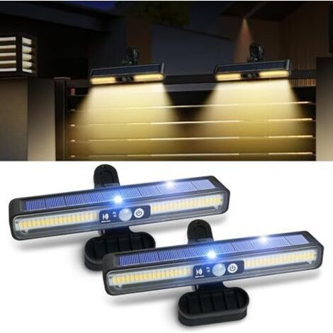 Bunthaus Lampes Solaires D'Extérieur, Lot De 2 Lampes Solaires À Pince Avec Détecteur De Mouvement, 36 Led, Applique Murale Solaire Pour Jardin, 2 Options De Montage, 3 Modes D'Éclairage, Idéales Pour