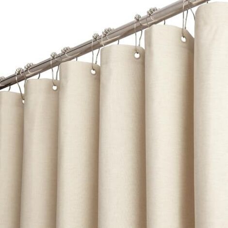 Bunthaus Petit Rideau De Douche En Tissu 180 X 200 Cm, Texture Lin, Anti-moisissure, Imperméable, Avec 8 Crochets, Rideau De Douche Décoratif Moderne Et Luxueux En Polyester Lavable Pour Baignoire