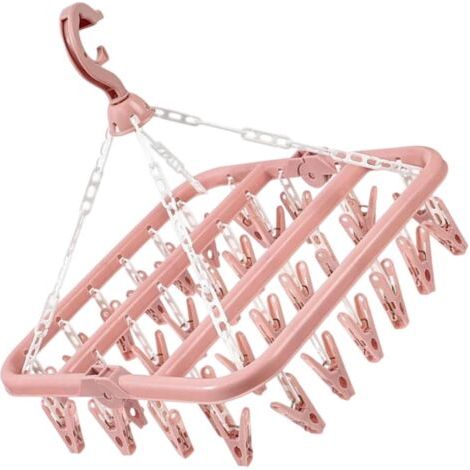 Bunthaus Hangage De Vêtements Capacité 32 Clips Multiples Espace Espace Des Pliables Efficaces Rack Séchage Pour Appartements Pliables Roses Airer La Maison